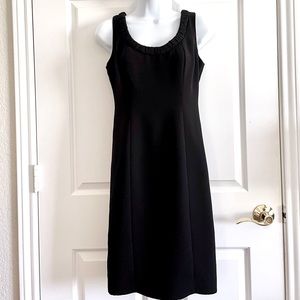 Liz Claiborne Petite Black Dress Chiffon Rushed Neckline